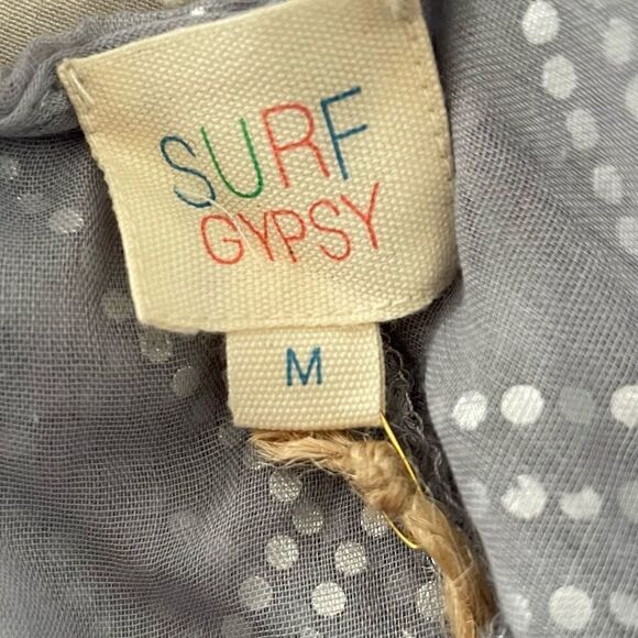 Surf Gypsy Grey Blue Metallic Deco Print Crop Tank - Picture 6 of 7